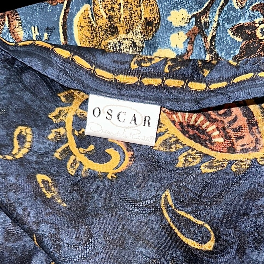 Vintage Oscar de la Renta 100% Silk Made in Japan Floral Paisley Scarf 15x59” - Picture 3 of 7